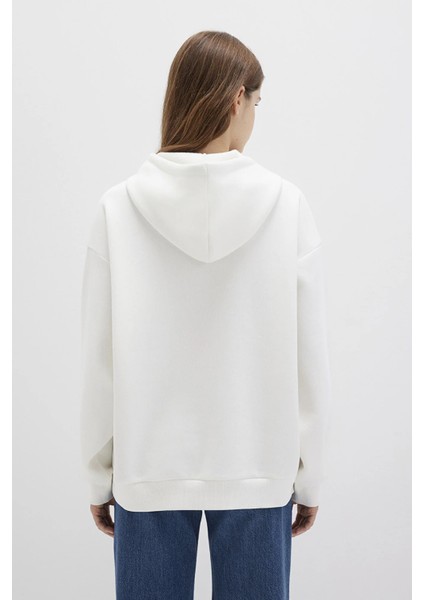 Pamuklu Şardonlu Oversize Fit Kapüşonlu Sweat Bayan Sweat 1600361 indirimleri