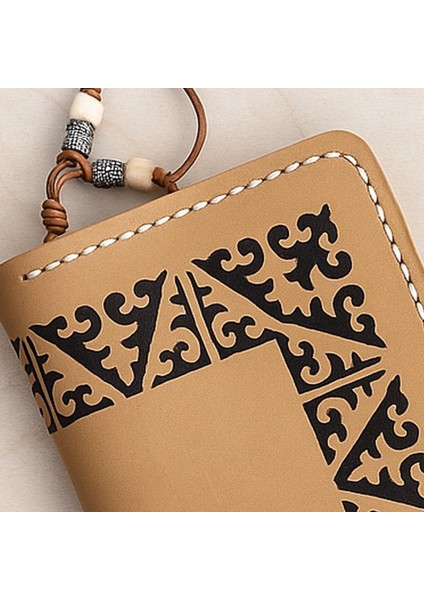 El Yapımı Hakiki Kahverengi Deri Erkek Cüzdan - Türk Halısı Desenli Yakma Sanatı Vegetable-Tanned Dana Derisi - Kültürel ve Sanatsal El Işçiliği Tasarım modelleri