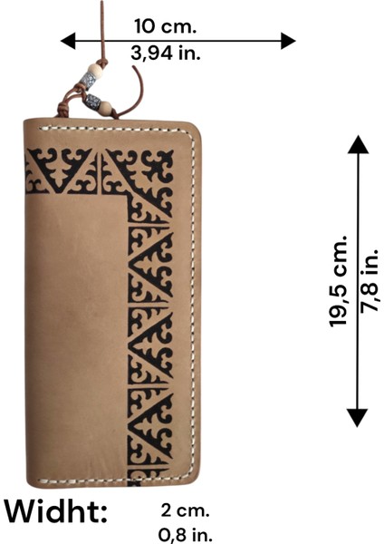 El Yapımı Hakiki Kahverengi Deri Erkek Cüzdan - Türk Halısı Desenli Yakma Sanatı Vegetable-Tanned Dana Derisi - Kültürel ve Sanatsal El Işçiliği Tasarım