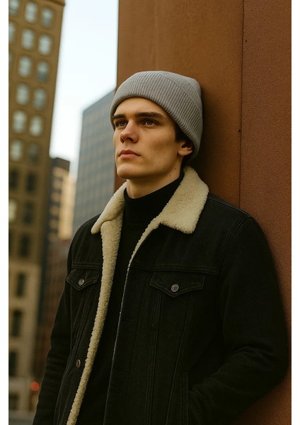 Erkek Içi Kürklü Polo Yaka Siyah Kot Mont modelleri