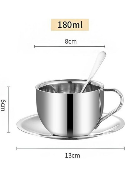 Paslanmaz Çelik Çift Cidarlı Kahve Fincanı Seti 180 ml Fincan Tabak Kaşık modelleri