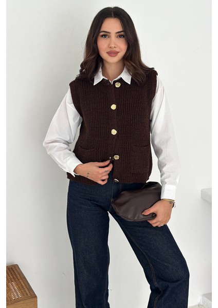 Kadın Düğmeli Cepli Triko Yelek & Süveter – Heritage Layer modelleri