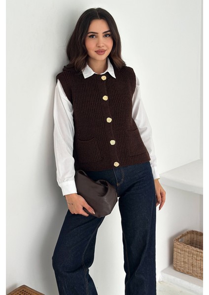 Kadın Düğmeli Cepli Triko Yelek & Süveter – Heritage Layer fırsatları
