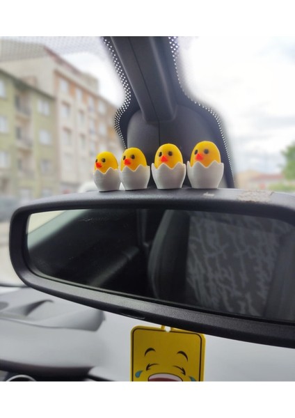 4'lü Civciv Seti Dikiz Aynası Süsü Ayna Süsü Araba Süsü Torpido Süsü Oto Aksesuar Hediyelik Eşya