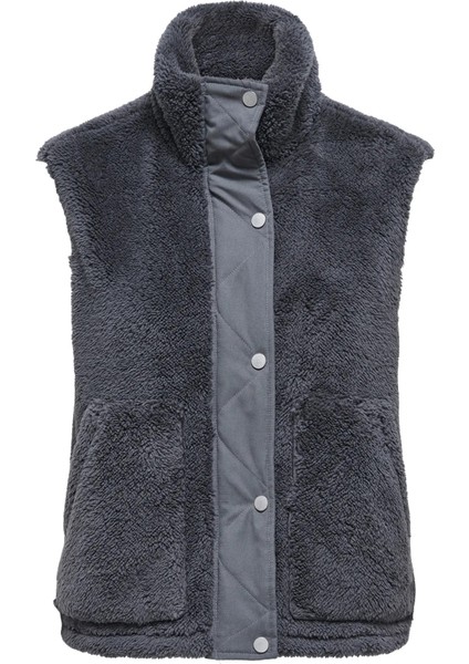 Onlbari Regular Fit Dik Yaka Cepli Peluş Yelek Bayan Yelek 15358902