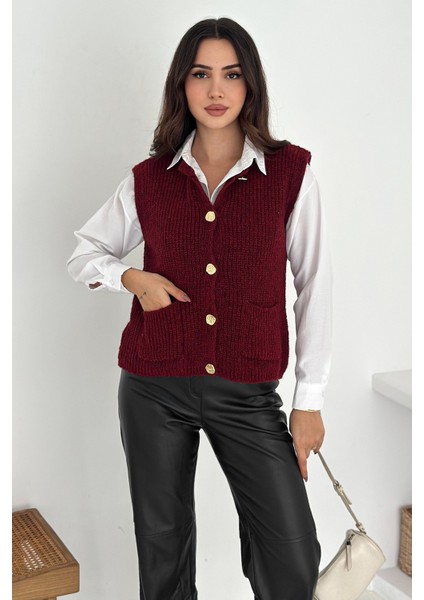 Kadın Düğmeli Cepli Triko Yelek & Süveter – Heritage Layer