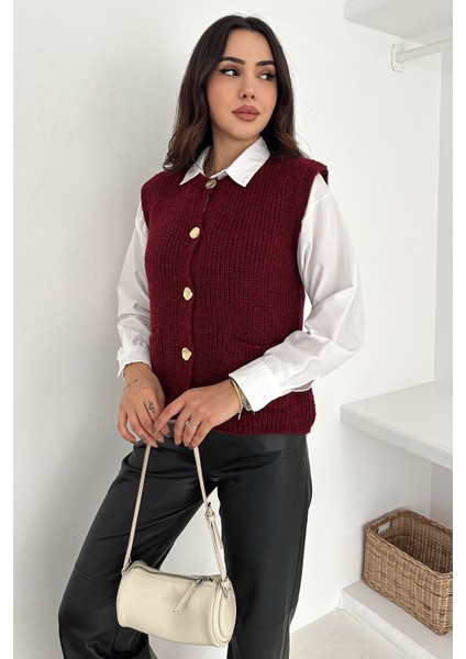 Kadın Düğmeli Cepli Triko Yelek & Süveter – Heritage Layer fırsatları
