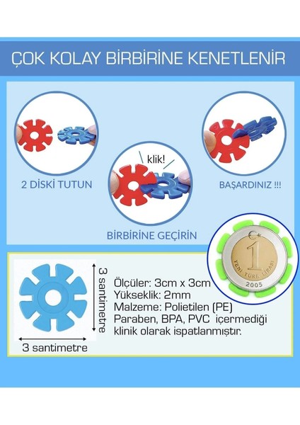 Masterflakes Eğitici Kilitli Diskler Stem Eğitimi Uyumlu 5 Renk ve 300 Parça Yapı Oyuncak Seti fırsatları