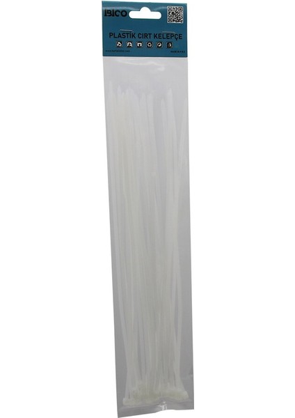 25pcs Beyaz 3.6x300mm Plastik Cırt Kelepçe