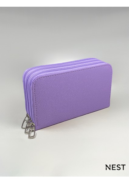 Sunii Deri Lila 3 Fermuarlı Kalemlik, Cüzdan, Kadın Cüzdanı fiyatları