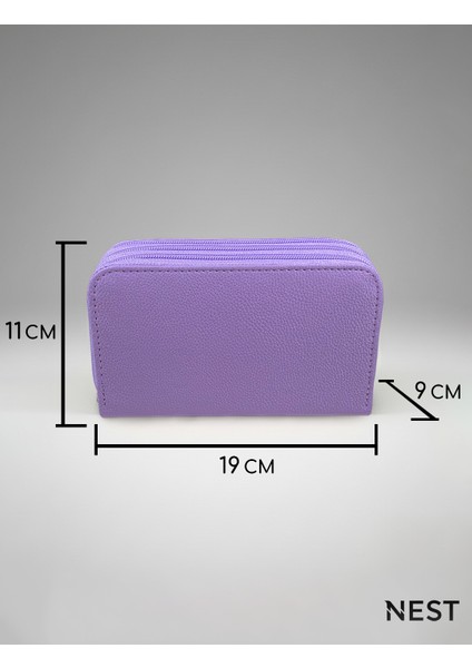 Sunii Deri Lila 3 Fermuarlı Kalemlik, Cüzdan, Kadın Cüzdanı modelleri