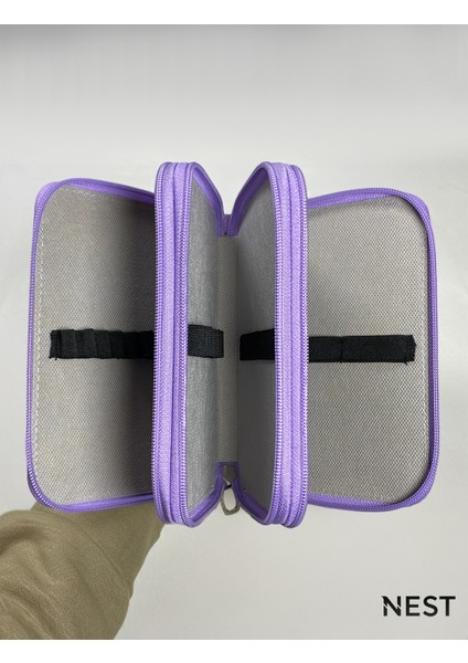 Sunii Deri Lila 3 Fermuarlı Kalemlik, Cüzdan, Kadın Cüzdanı