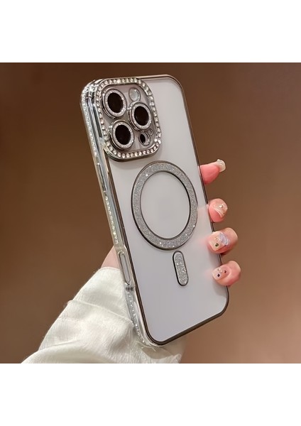 Iphone 12 Promax Uyumlu Şeffaf Taşlı Magsafe Özellikli Kılıf fırsatları