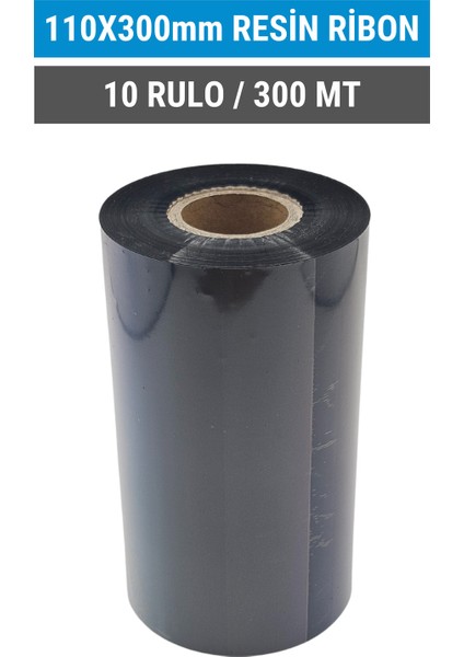 110x300mm Resin Ribon | 10 Rulo | 300 Mt | Dayanıklı | Tekstil, Yıkama, Etiketleme | Termal Transfer