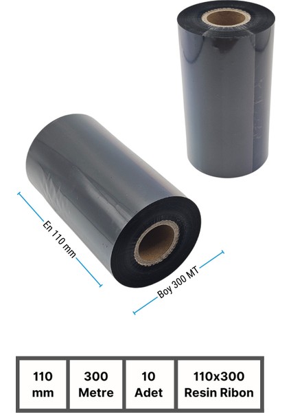 110x300mm Resin Ribon | 40 Rulo | 300 Mt | Dayanıklı | Tekstil, Yıkama, Etiketleme | Termal Transfer fiyatları
