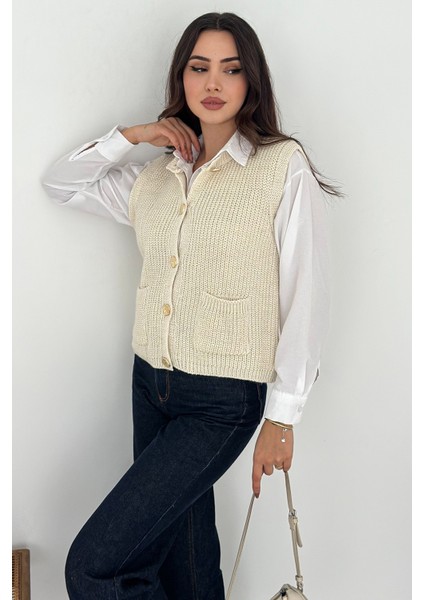 Kadın Düğmeli Cepli Triko Yelek & Süveter – Heritage Layer modelleri