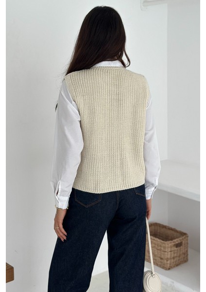 Kadın Düğmeli Cepli Triko Yelek & Süveter – Heritage Layer indirimleri