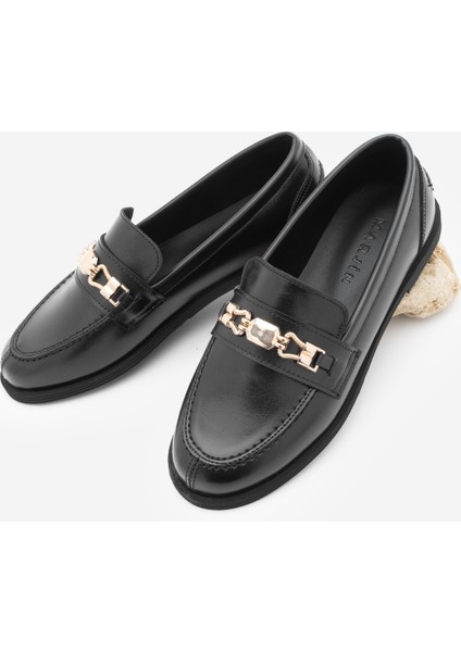 Kadın Loafer Makosen Tokalı Günlük Ayakkabı Zamira Siyah