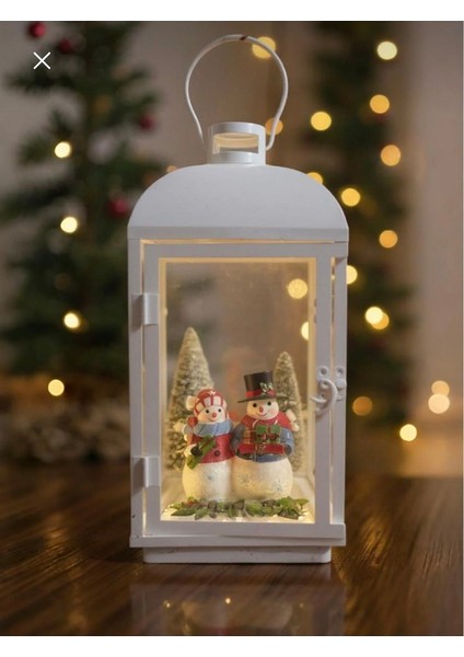 Yılbaşı Sokak Feneri Beyaz Işıklı 35 cm