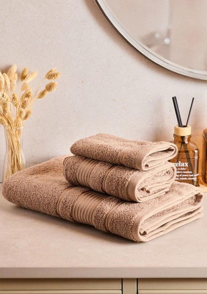 Towy Beige 100% Pamuk 3'lü Banyo Havlusu Seti fiyatları