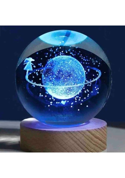 Renk Değiştiren Satürnlü Kız Cam Küre