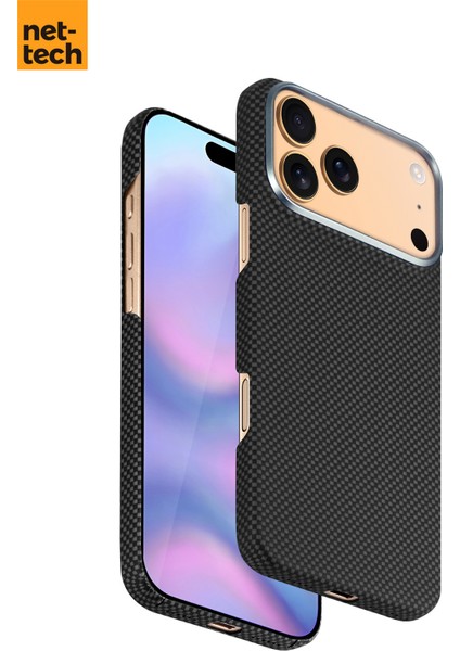 Apple iPhone 17 Pro Max Uyumlu NT-N075 Kevlar Karbon Arka Koruma Kılıf