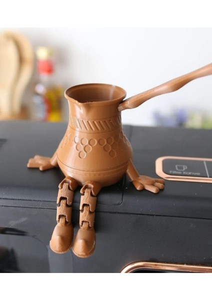 2'li Cezve ve Kahve Tanesi Seti - Ayaklı Sevimli Kahve Köşesi Seti modelleri