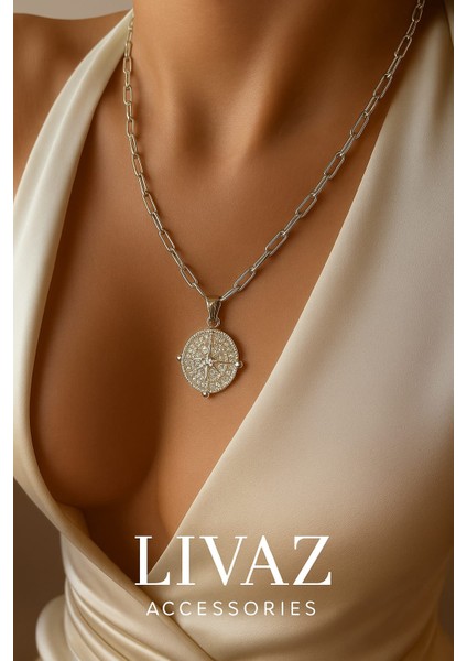 Çelik Kadın Taşlı Kolye