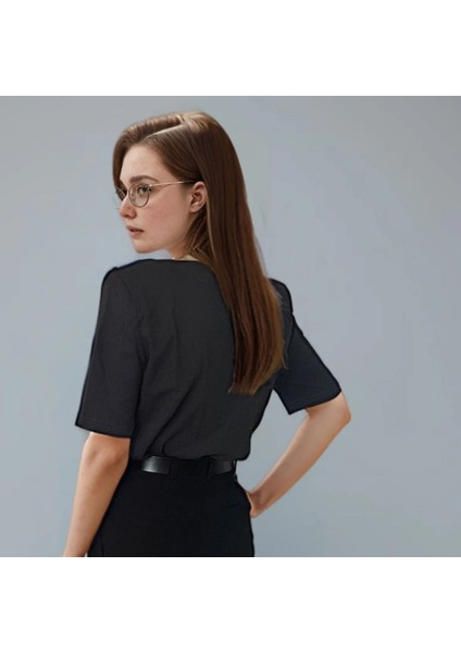 Vatkalı Antrasit T-Shirt, Omzu Vatkalı Kadın T-Shirt, Pamuklu Penye T-Shirt modelleri