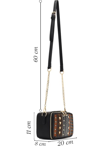 Kadın Siyah Uzun Askılı Baskılı Çapraz Çanta 25ABD264526 fiyatları