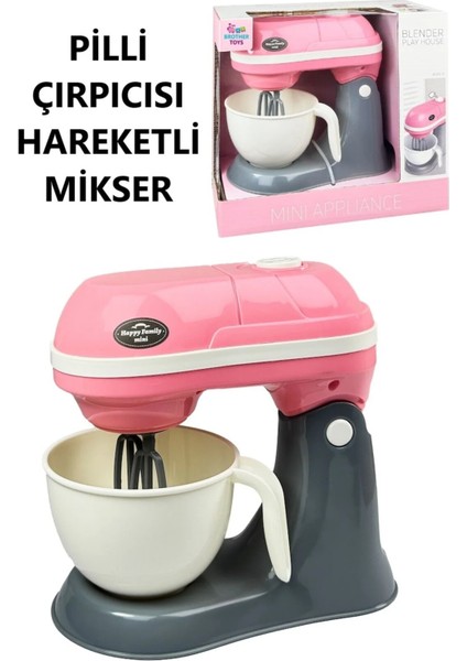 Gerçekçi Çırpıcısı Hareketli Sesli Işıklı Blender Yoğurucu Oyuncak Pembe Mavi 17 Cm.