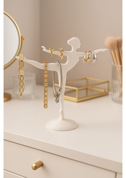 Dekoratif Balerin Tasarımlı Takı Standı, Düzenleyici, Yüzük/küpe/kolye/takı Askılığı - Sert Plastik