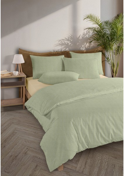 Chıc %100 Pamuk Ranforce Akay Yeşil Ipliği Boyalı Nevresim Takımı Tek Kişilik - 160X220 cm