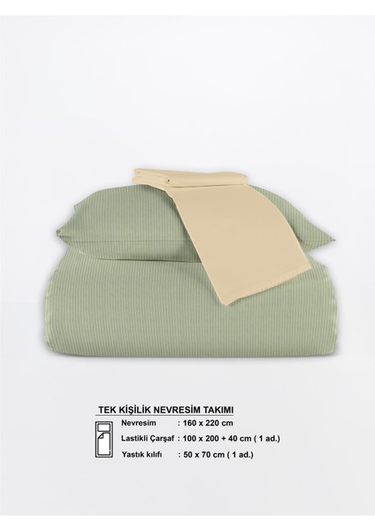 Chıc %100 Pamuk Ranforce Akay Yeşil Ipliği Boyalı Nevresim Takımı Tek Kişilik - 160X220 cm indirimleri