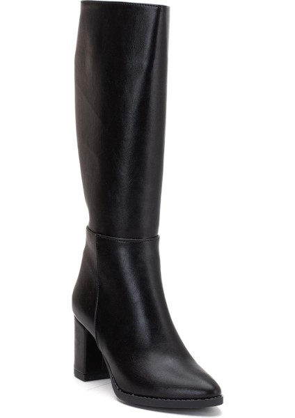 Kadın Topuklu Çizme Siyah Suni Deri Sivri Burun fırsatları