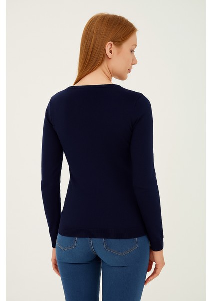 Regular Fit Bisiklet Yaka Triko Kazak Bayan Kazak 25K0779K1 fırsatları