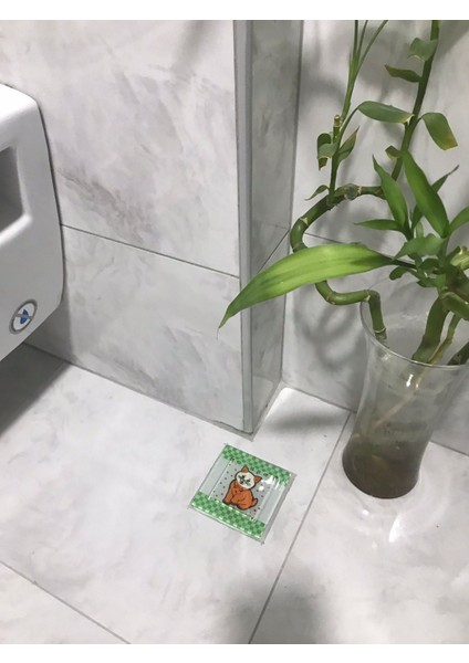 Cam Banyo Gideri Süsü 97 mm x 97 mm Dekoratif Gider Kapağı-Kedi fiyatları