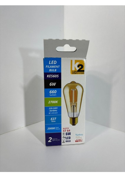 LED Fılament Bulb Rustik Ampül KE605