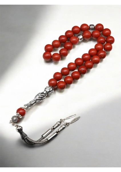 Red Jasper Doğal Taş Tesbih 8 mm 33'lü Yuvarlak Kesim