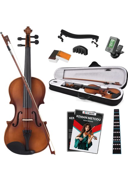Dante VL-200DBR 4/4 Akustik Keman Seti (Tam Boy-Koyu Kahve)