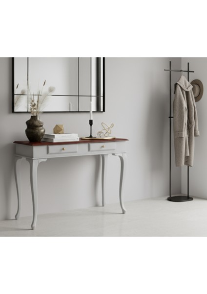 120 cm Masif Çekmeceli Lükens Açık Gri Ceviz Dresuar