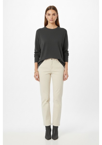 Ekstra Oversize Düşük Kol Basic Antrasit Ince Triko