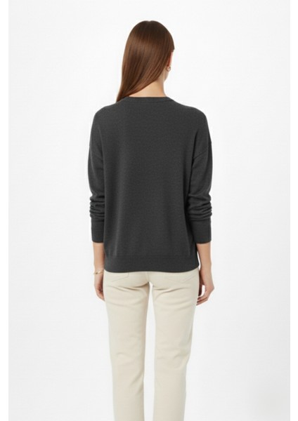 Ekstra Oversize Düşük Kol Basic Antrasit Ince Triko fırsatları