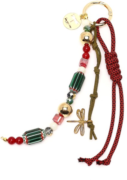 Kadın Kırmızı Boncuklu Metal Charm 000A2D470314