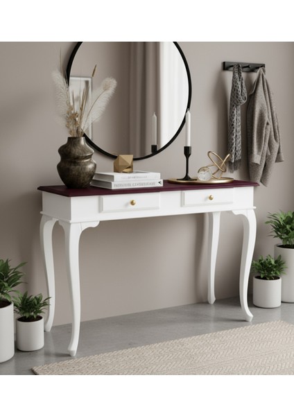 120 cm Masif Çekmeceli Lükens Beyaz Ceviz Dresuar