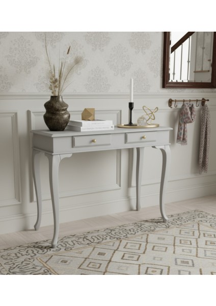 120 cm Masif Çekmeceli Lükens Açık Gri Dresuar