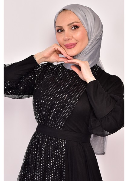 Maya Bella Pullu Tesettür Abiye