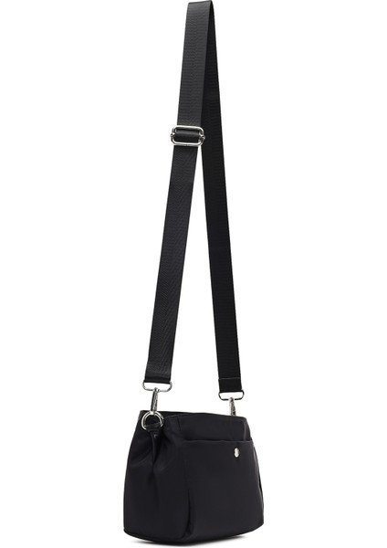 Kadın Siyah Uzun Askılı Kumaş Çapraz Çanta 25ABD27346F