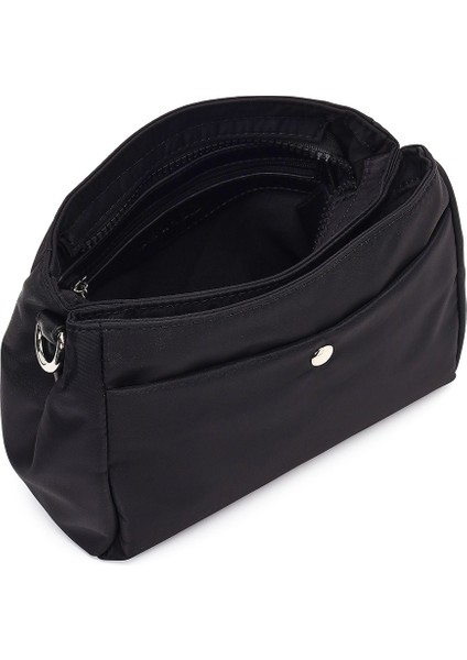 Kadın Siyah Uzun Askılı Kumaş Çapraz Çanta 25ABD27346F