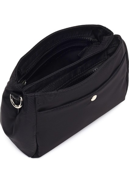 Kadın Siyah Uzun Askılı Kumaş Çapraz Çanta 25ABD27346F